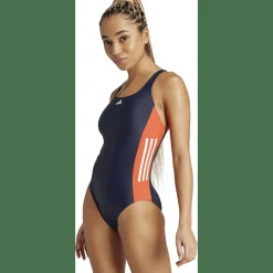 3-Streifen Colorblock Badeanzug Damen Badeanzug